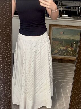 Club Monaco White Maxi Skirt with Diagonal Stripe Texture